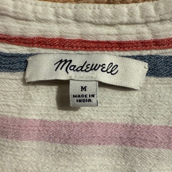 Madewell women's cap sleeve multicolor striped blouse; Size M - Picture 2 of 2